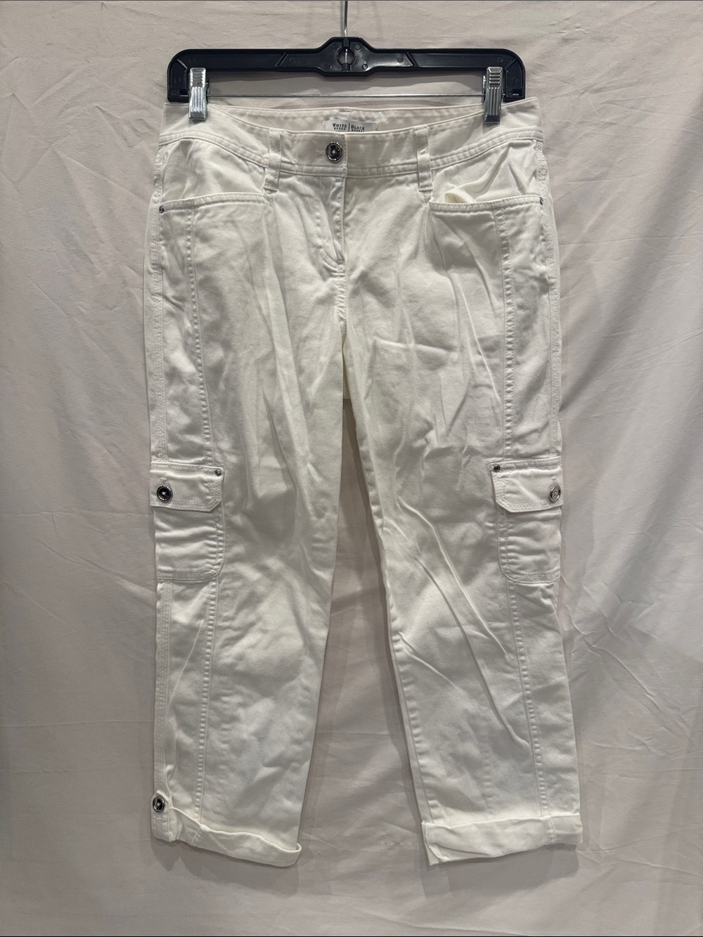 White House Black Market White Cargo Capri Pants, Size 2 Cotton